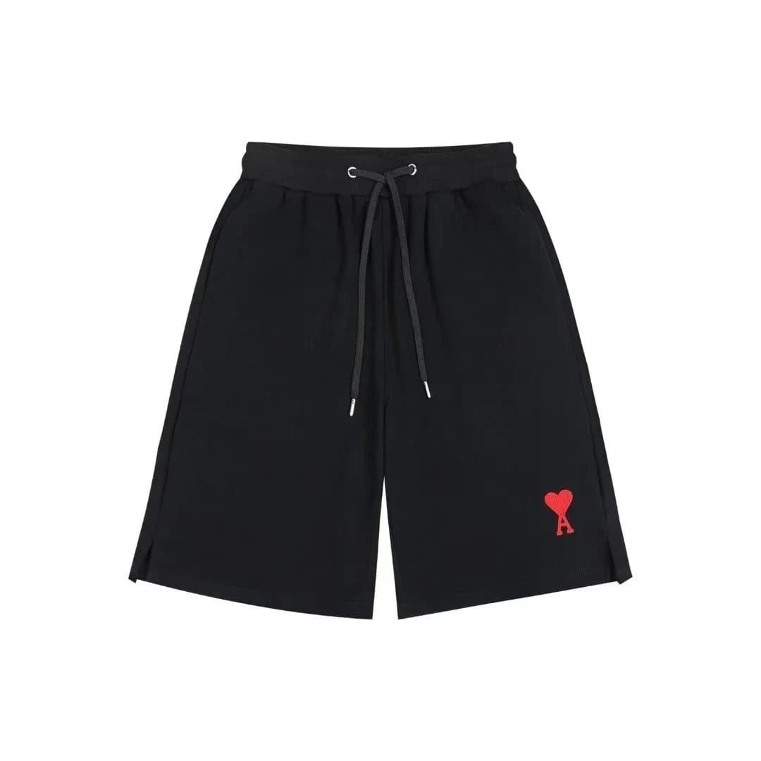 AMÉI AMÉI Black Shorts with Red Heart Logo Black - 1