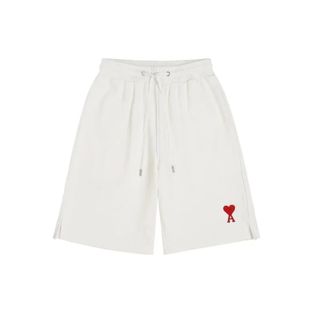 Ami Paris AMÉI White Shorts with Red Heart Logo White - 1