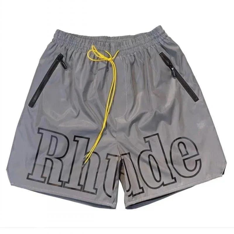 Rhude Rhude Reflective Shorts with Yellow Drawstring Grey - 1