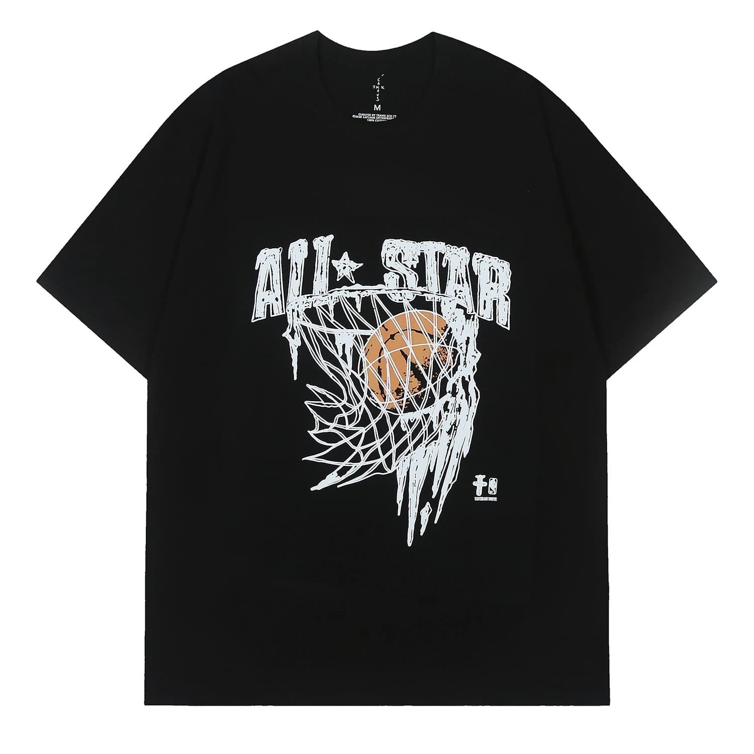 Travis Scott x Cactus Jack Black All-Star Basketball Print T-Shirt Black - 1