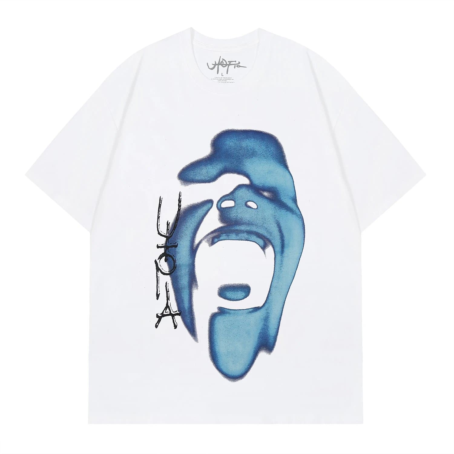 Utopia Utopia White Graphic T-Shirt with Blue Print White - 1