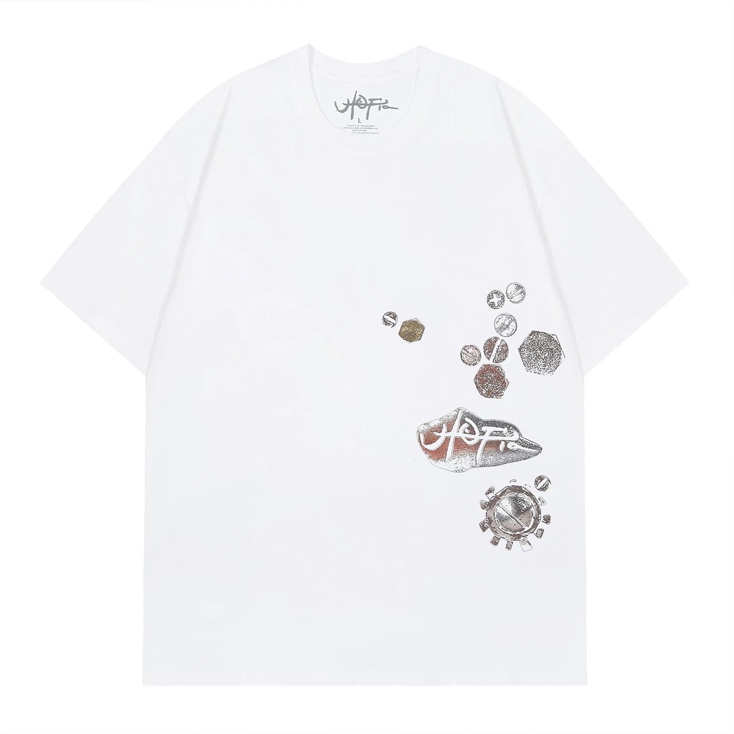 HOTFIZ HOTFIZ White Graphic T-Shirt with Metallic Accents White - 1