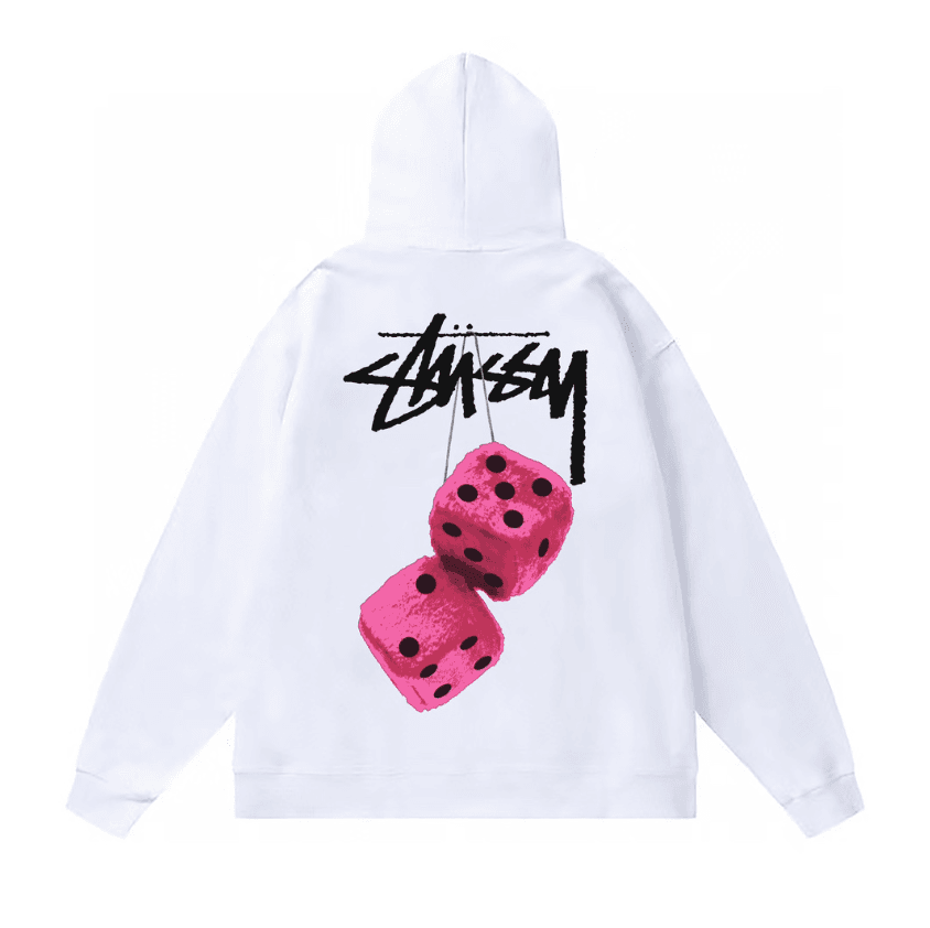 Stussy Stussy Dice Hoodie in White and Pink White - 1