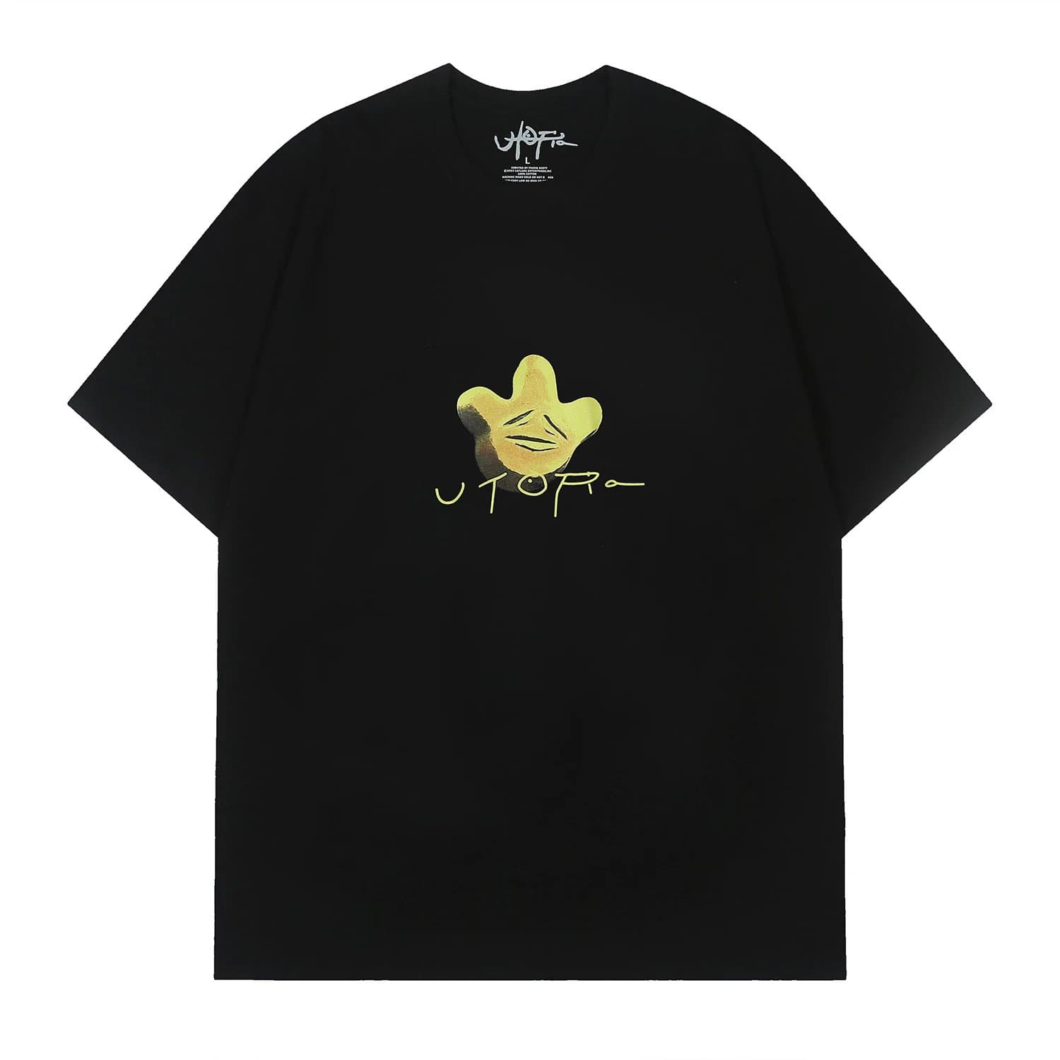 Utopia Utopia Black T-Shirt with Yellow Graphic Print Black - 1