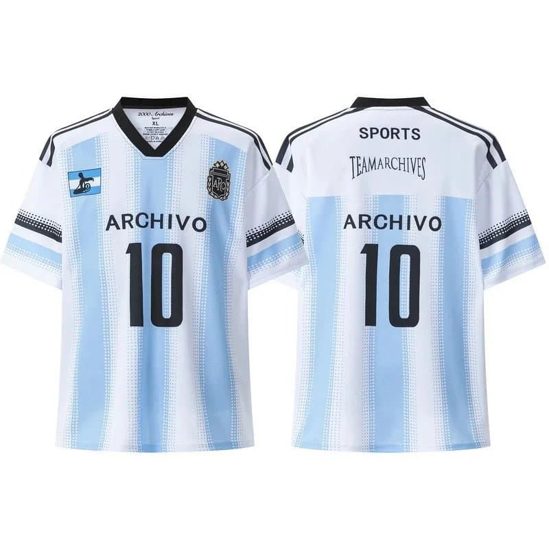 Archive Archive 10 Light Blue and White Striped Soccer Jersey Blue - 1
