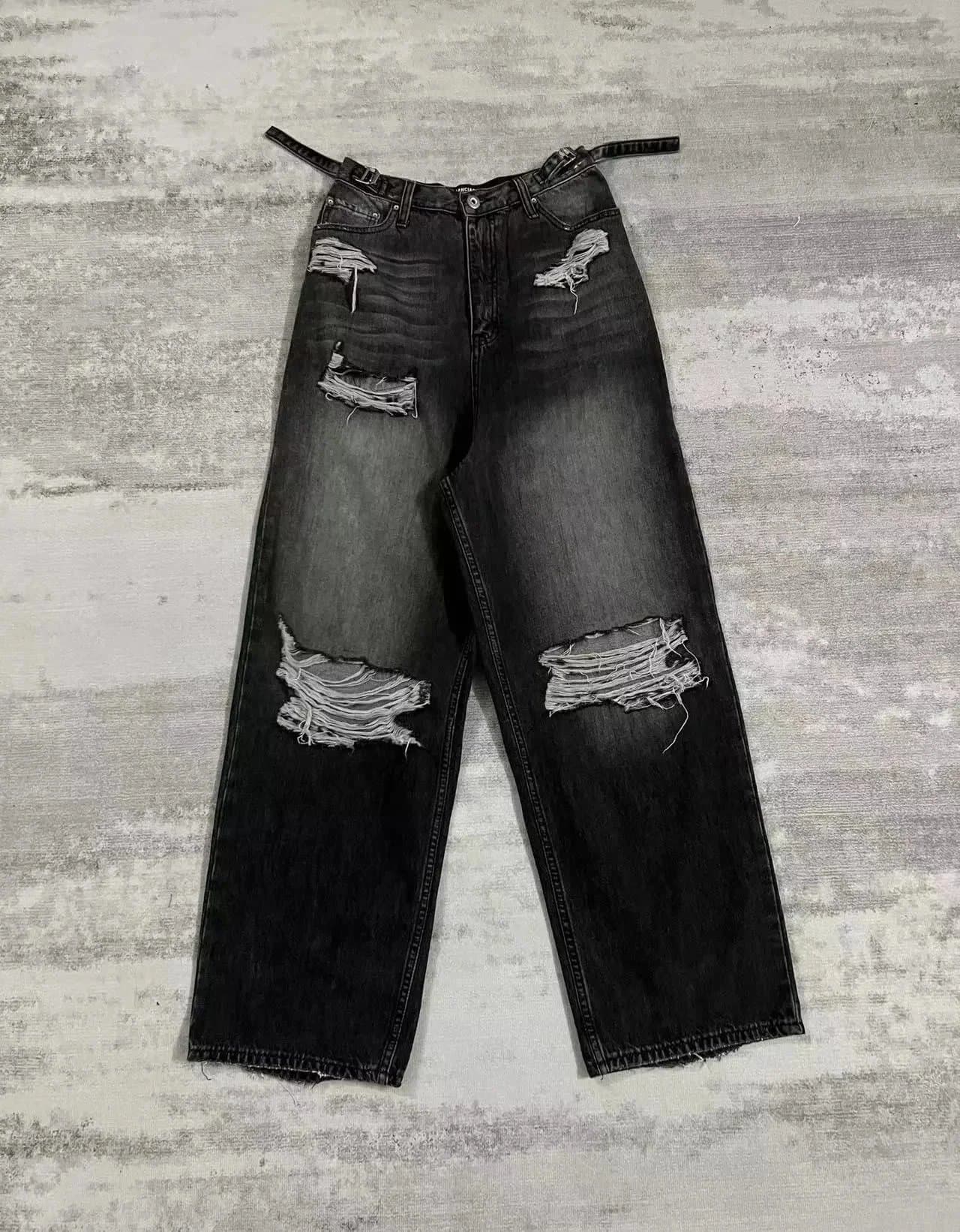 Distressed Black Wide-Leg Jeans Black - 1
