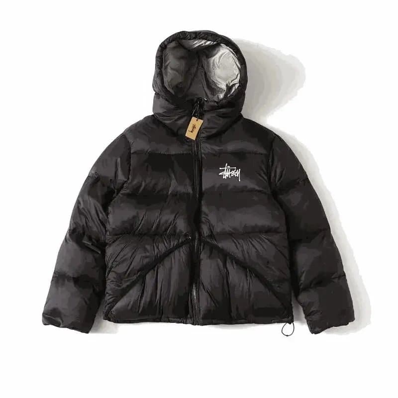 Stussy Stussy Black Puffer Jacket with Hood Black - 1