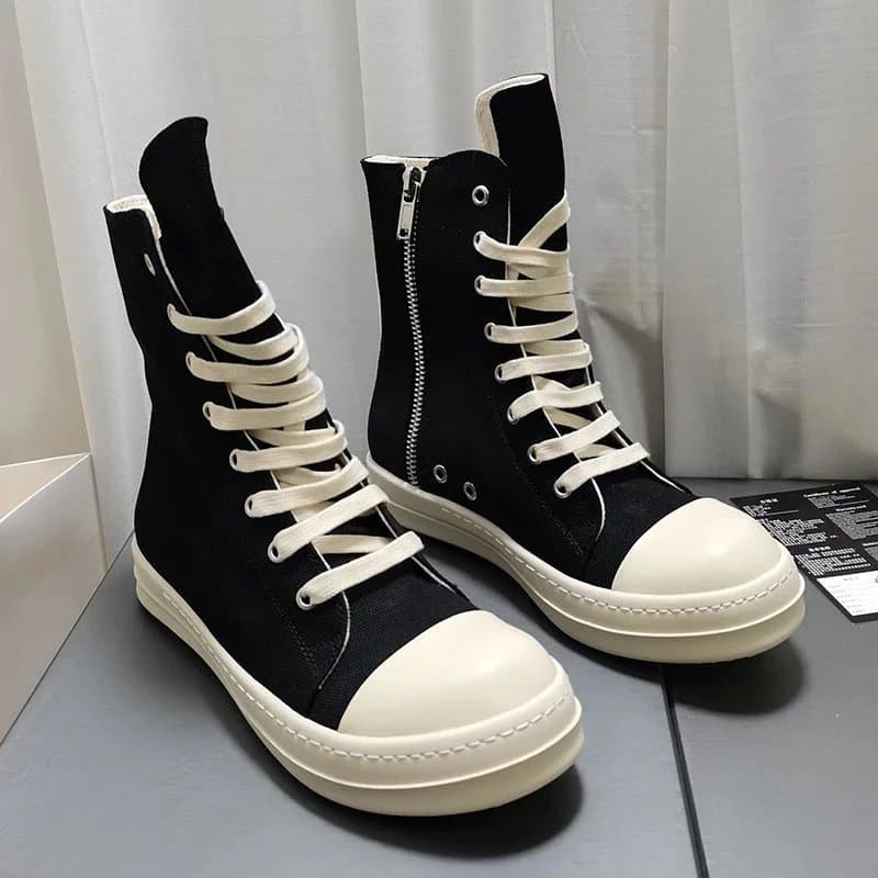 Rick Owens Rick Owens Black & White High-Top Sneakers Black - 1