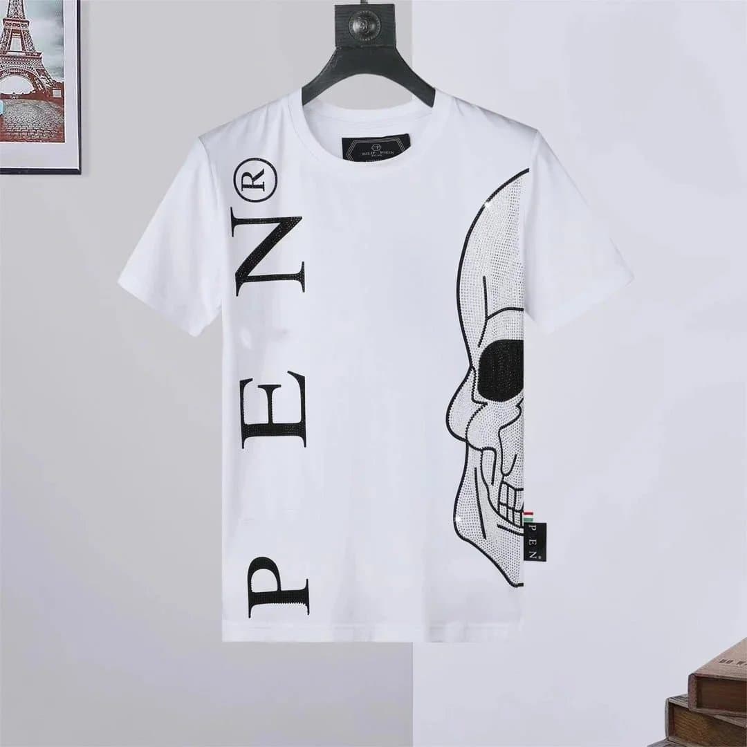 Philippe Model Philippe Model White T-Shirt with Skull Print and 'PEN' Lettering White - 1