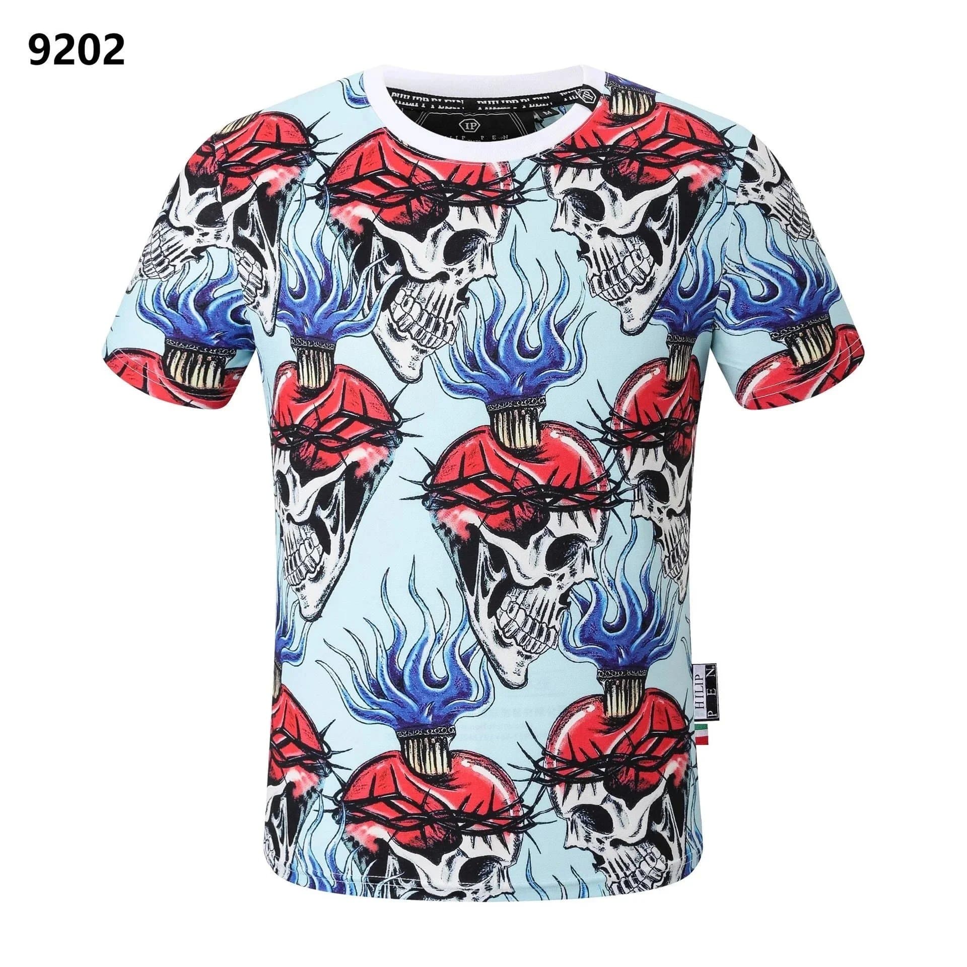Philippe Model Philippe Model Skull Print T-Shirt Blue - 1