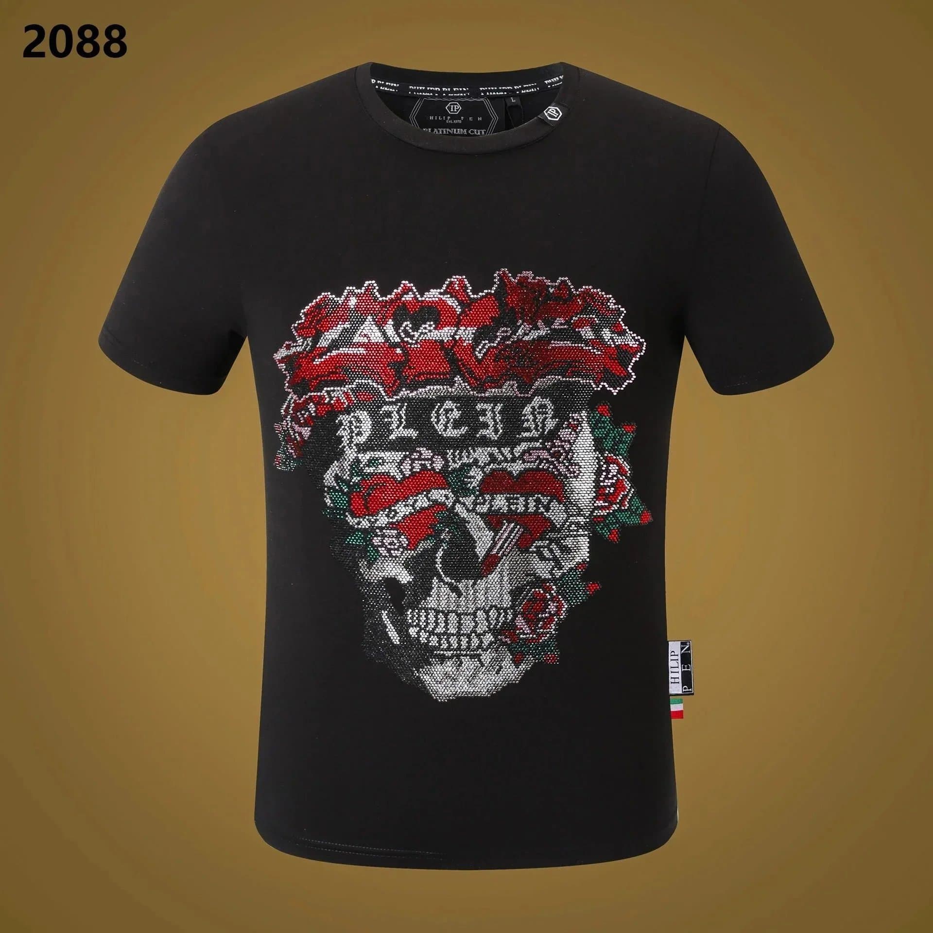 Philippe Model Philippe Model Black T-Shirt with Skull & Roses Print Black - 1