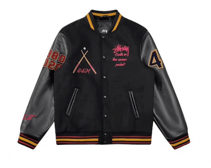Stussy Stussy Baseball Jacket with Embroidered Design Black - 1