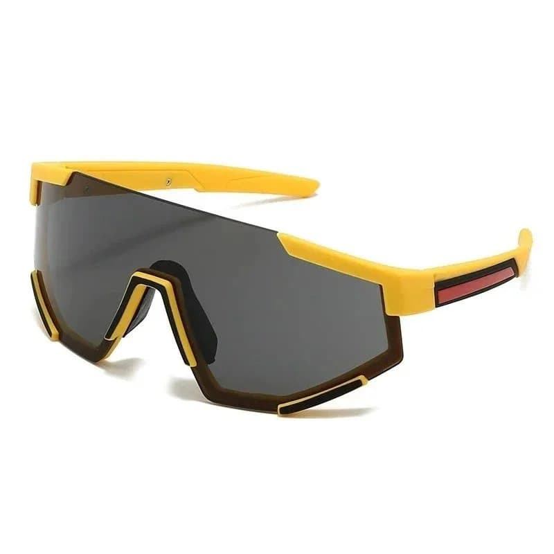 Yellow and Black Sport Sunglasses with Grey Lens Yellow - 1